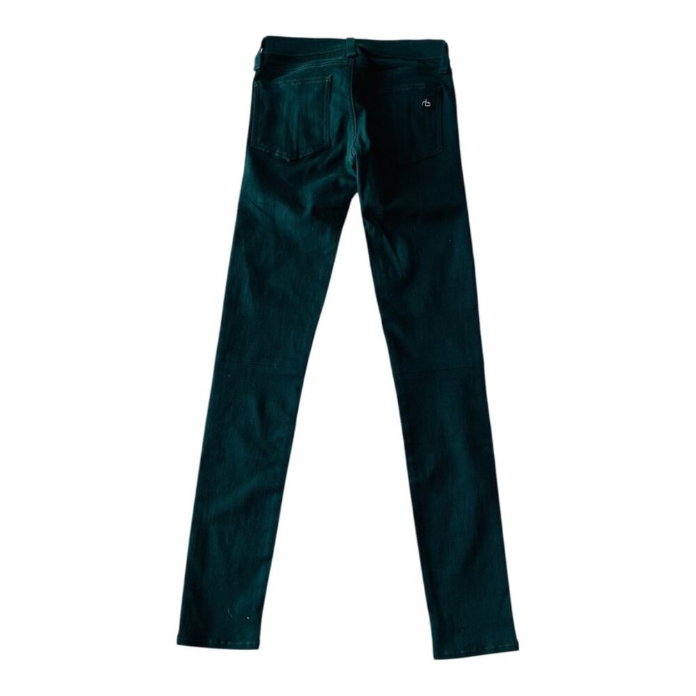 Rag & Bone Jean Hyde Skinny Lambs Leather Suede Green Women's Size 24 - Picture 4 of 14